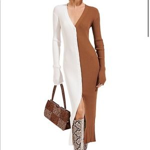 Staud two tone knit sweaterdress